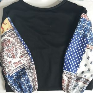 Heavy Woven Shirt with Patchwork arms